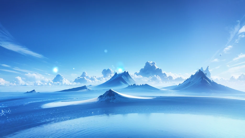background gradient blue white, fantasy sky, without characters, some particles