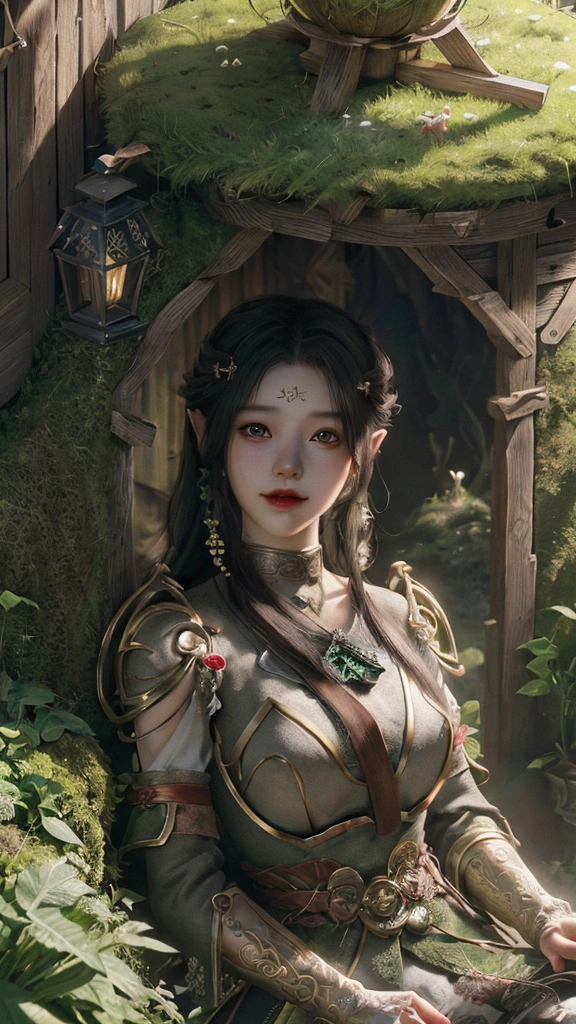 Masterpiece, best quality, (highly detailed CG unity 8k wallpaper), (best quality), (best illustration), (best shadows), round radish hut covered with moss, isometric 3D , octane rendering, ray tracing, highly detailed
