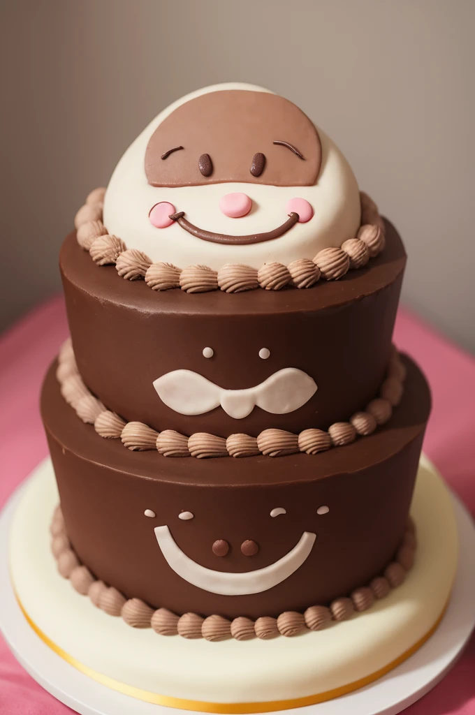 A cake with a smiling face 
