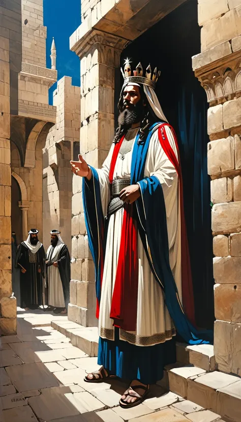 sam spratt style - realistic style, herod illustration, the king of judah, in the city of jerusalem