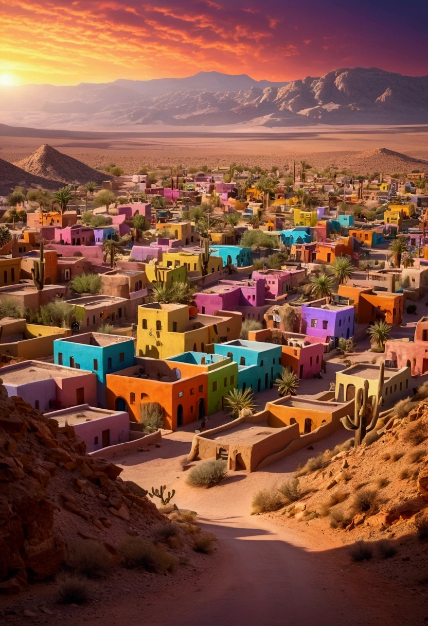 Colorful and scary town in the desert