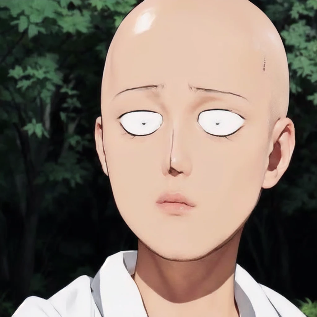 a close up of a person with a bald head and a white shirt, handsome saitama, chef saitama one punch man, portrait of saitama, saitama, anime key visual like saitama, one punch man, one punch man manga, bald head and menacing look, handsome saitama. intricate, in an anime,