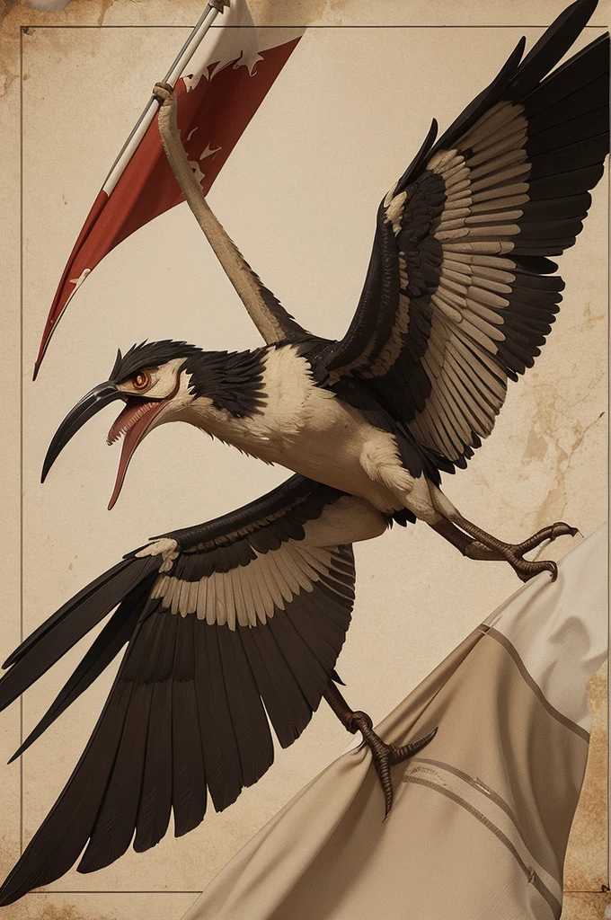 a normal archeopteryx on a flag