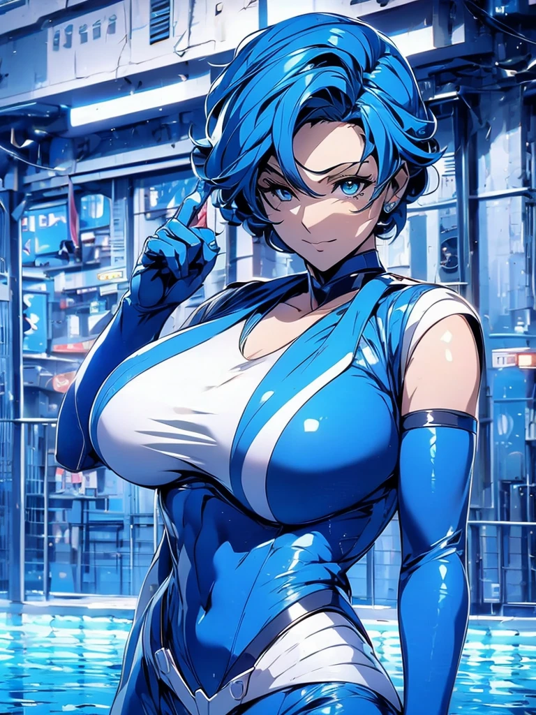 ((ultra quality)), ((tmasterpiece)), handsome girl, ((Blue, Short Hair Hair, карэ)), Retrowave style, ciberpunk, Beautiful cute face, beautiful female lips, charming beauty, ((Kind expression on his face)), looks seductively at the camera with slightly closed eyes, ((Skin color: white)), Body glare, ((detailed beautiful female eyes)), ((big blue eyes)), beautiful female hands, ((perfect female figure)), ideal female body shapes, Beautiful waist, nice feet, big thighs, Beautiful butt, ((Subtle and beautiful)), seductively worth it, (closeup face), ((neon skinny clothes)) background: Retrowave orange sun, purple color,, ((Depth of field)), ((high quality clear image)), ((crisp details)), ((higly detailed)), Realistic, Professional Photo Session, ((Clear Focus)), the anime