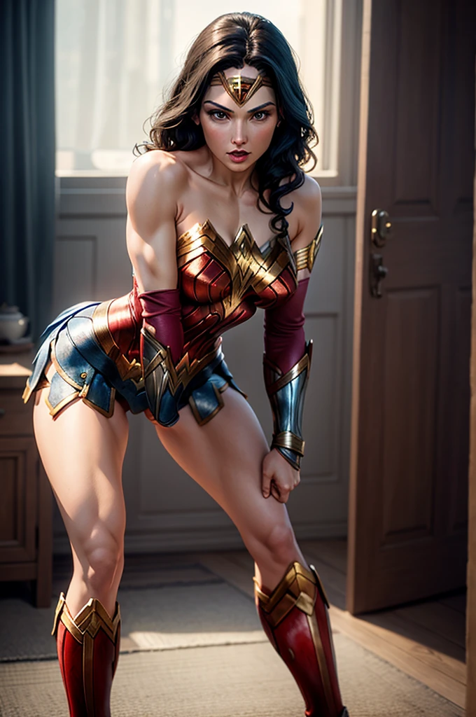 Wonder woman, bending over, half naked, pussy