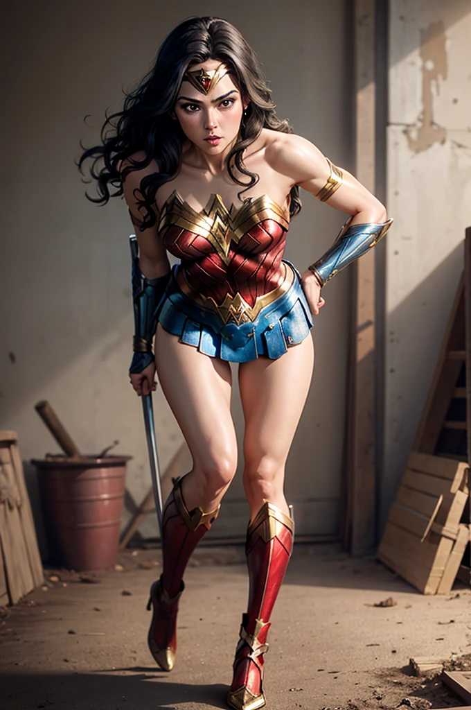 Wonder woman, bending over, half naked, pussy