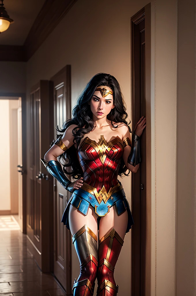 Wonder woman, bending over, half naked, pussy