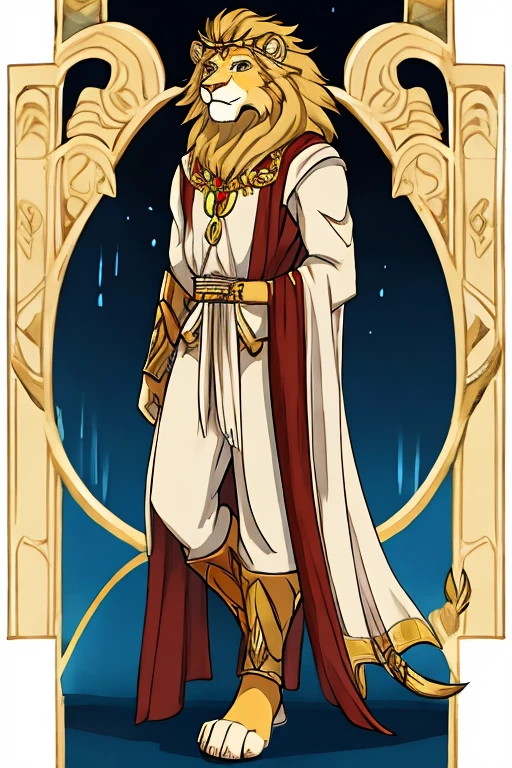 lion man, fortune, elegant, with golden crown, rey