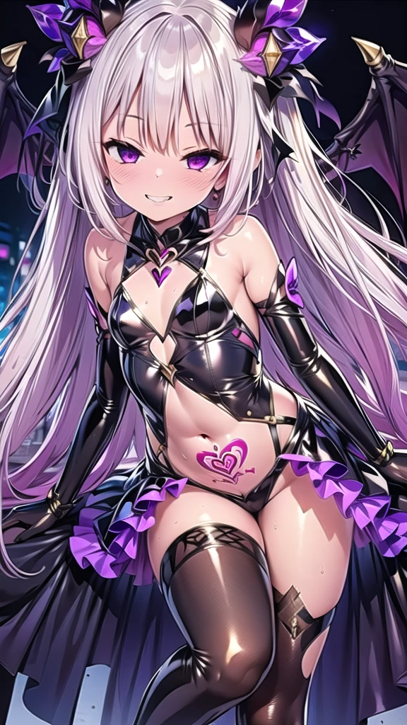 NSFW,having sex,四つん這い,Riding on a naked man,small breasts,silver hair,hair above one eye,pink eye magical girl costume,removed sleeve,Corruption,beret,ribbon,Heart Pendant,earring star piece,闇,best image quality,highest quality