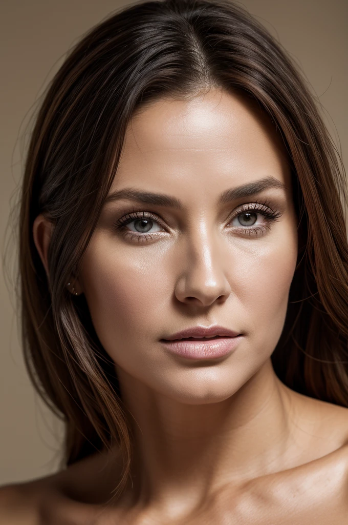 Beautiful 40 year old woman, king, beautiful, realist, without makeup, muy realist, piel realist, Photo studio, high quality, The best quality