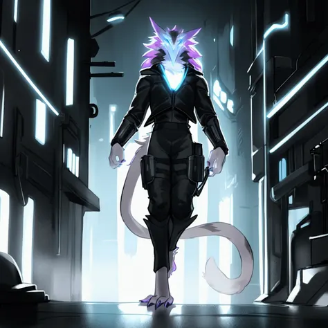 by bebebebebe, by spuydjeks, by buta99, by spikedmauler. athletic male sergal, tigerstrip fur patterns, cyberpunk outfit, hyper ...