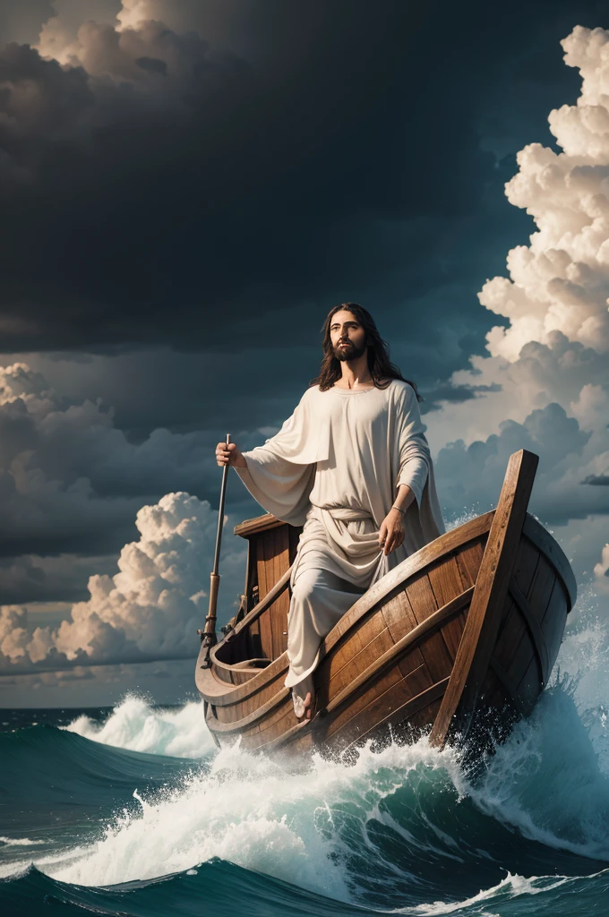 Jesus calming the storm. High resolution image 