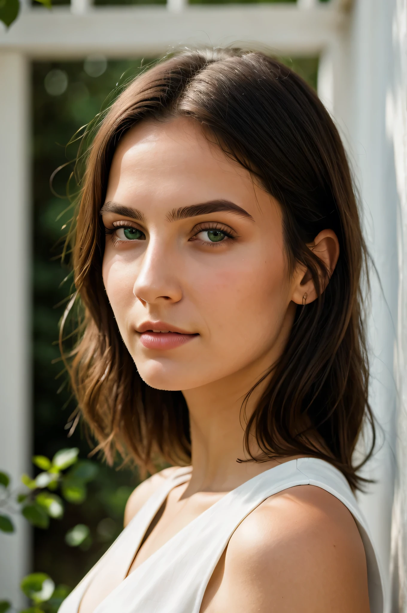 Photo portrait,bionde,green eyes,ultra realiste 4k