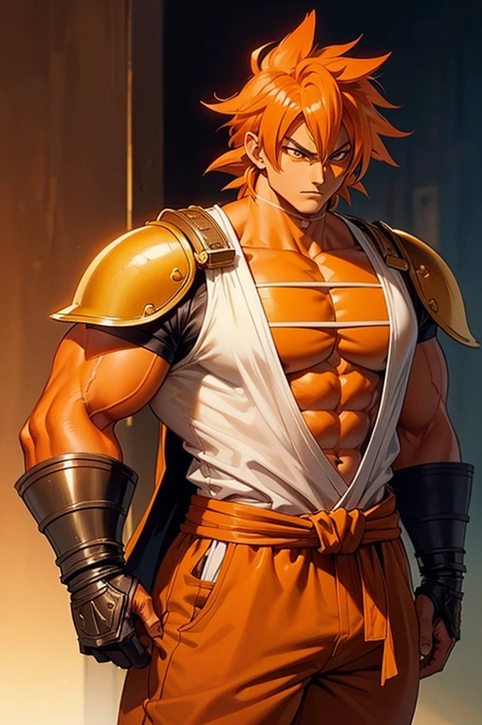 ((Anime style art)), Extremely muscular masculine character, crazy hair ripped clothes, giants, erotic, 8 pack abs, huge bulge, smirk,