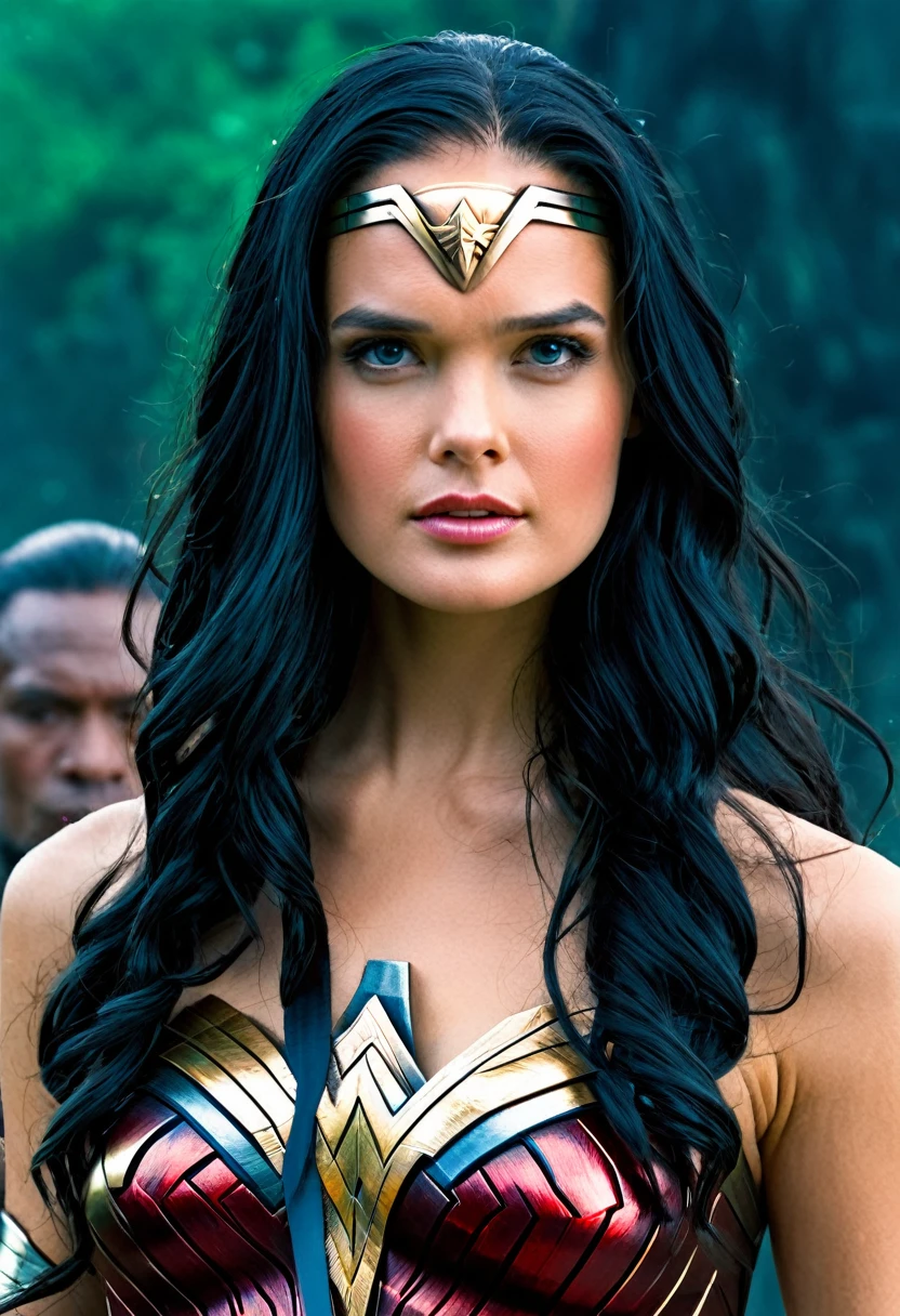 (((Extreme Closeup Irina Shayk(((long black hair)))under the mantle of the Amazon warrior Wonder Woman Diaema Wonder Woman frontal images color images Splash))),(((kim basinger))),(((black hair Largo))),(((black hair)))