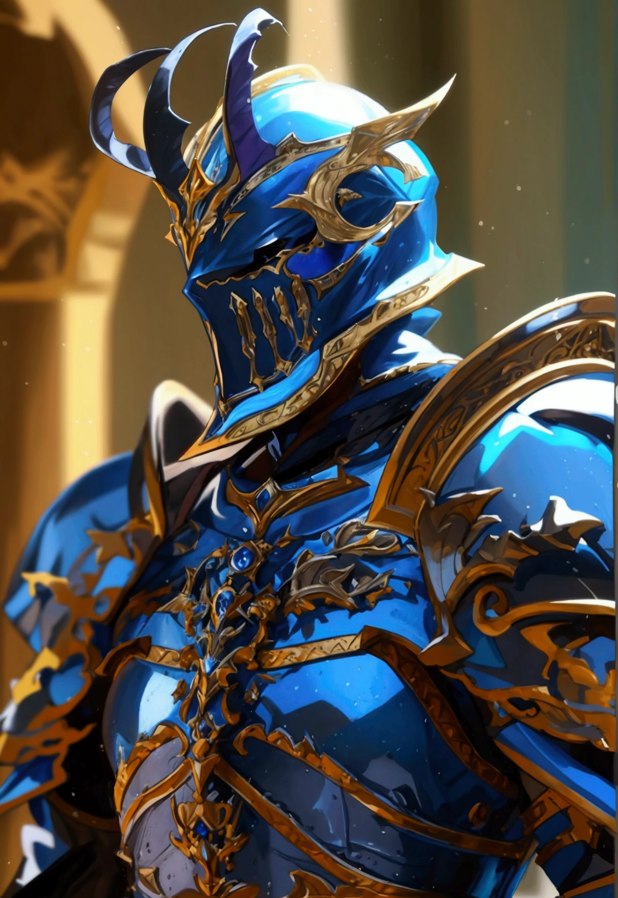 Death Knight, illustrazione di concept art a corpo intero del Death Knight. Il personaggio ha proporzioni corporee perfette, alto, snello e muscoloso. Il personaggio indossa una splendida armatura integrale viola scuro con molti dettagli intricati e abbellimenti di teschi. Lo sfondo è vuoto