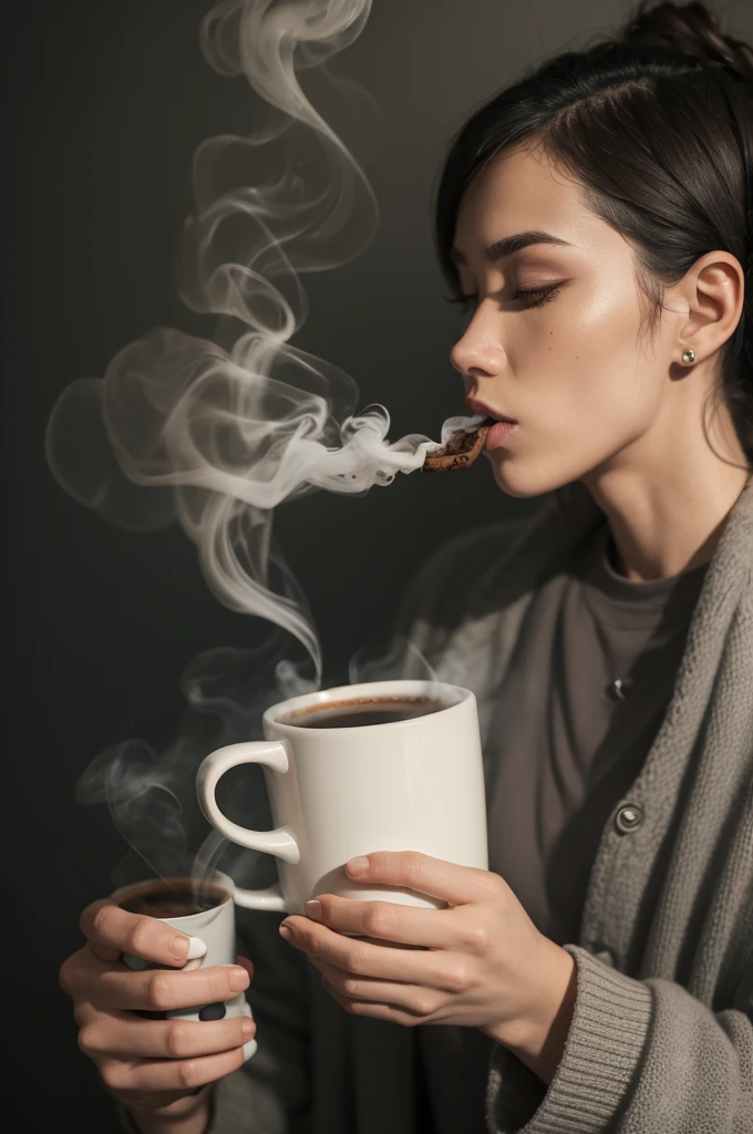 A mug of coffee smoking 
