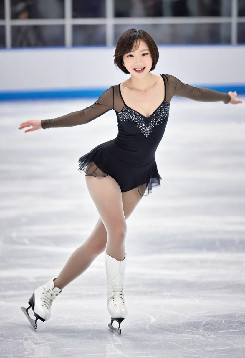Age 27、Figure skating、Bobcut、Japanese women、See through、underwear、The dynamic sensation of gliding on ice、Lesbians on Ice