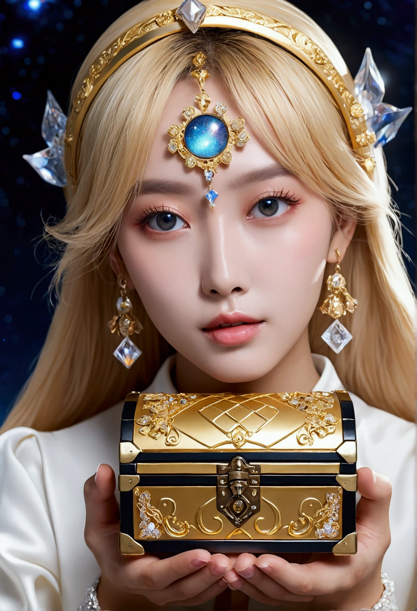 Space Treasure Chest milky way Wacky accessories Magical Taoist crystallization elegant Clear Eyes blonde