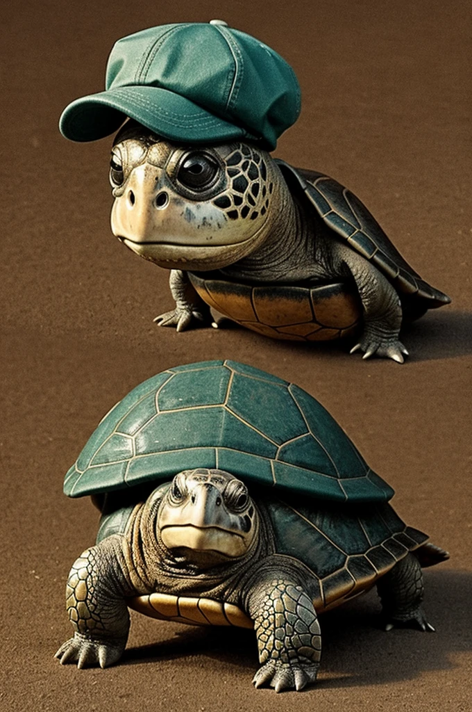 Wise old turtle with a cap to draw 