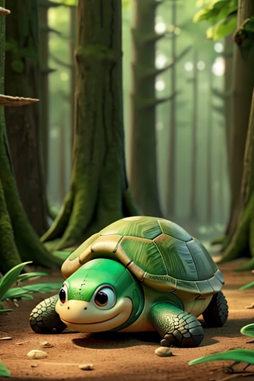 a real type turtle lying in the forest