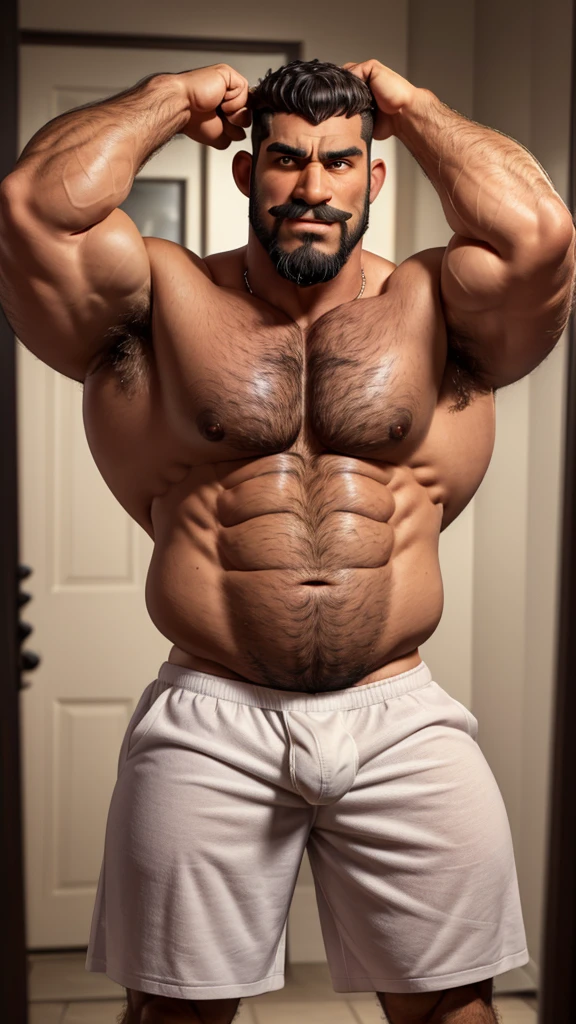 Extremely muscular, very hairy, rugged African daddy flexing his arms ((Sweaty)) ((Hairy)) ((Thick, full, curly black body hair all over)) ((Thick, excessive black chest hair)) ((Curly, full chest and torso hair)) ((Thick, full, happy trail of hair all over his abs)) ((Late 50s)) ((Extremely handsome)) ((Square jaw)) ((Sweating)) ((Smiling menacingly)) ((wearing white underwear)) ((white briefs)) ((Excessive black body hair)) ((Buzz cut)) ((Extremely realistic)) ((Seductive glare)) ((caveman brow bone)) ((black handlebar moustache)) ((head to toe)) ((full body)) ((hairier)) ((more hair)) ((ape)) ((more body hair)) ((extreme body hair)) ((fur)) ((dad bod)) ((African)) ((white briefs)) ((white underwear)) ((thick, black armpit hair)) ((clothed)) ((flexing arms)) ((flexing biceps)) ((buzz cut)) ((buzz cut)) ((older)) ((buzzed head)) ((gut)) ((beer gut)) ((dad bod)) ((belly)) ((fat belly)) ((hairy belly)) ((African)) ((black pubic hair)) ((dark skinned)) ((african)) ((black skin)) ((African)) ((black)) ((darker)) 