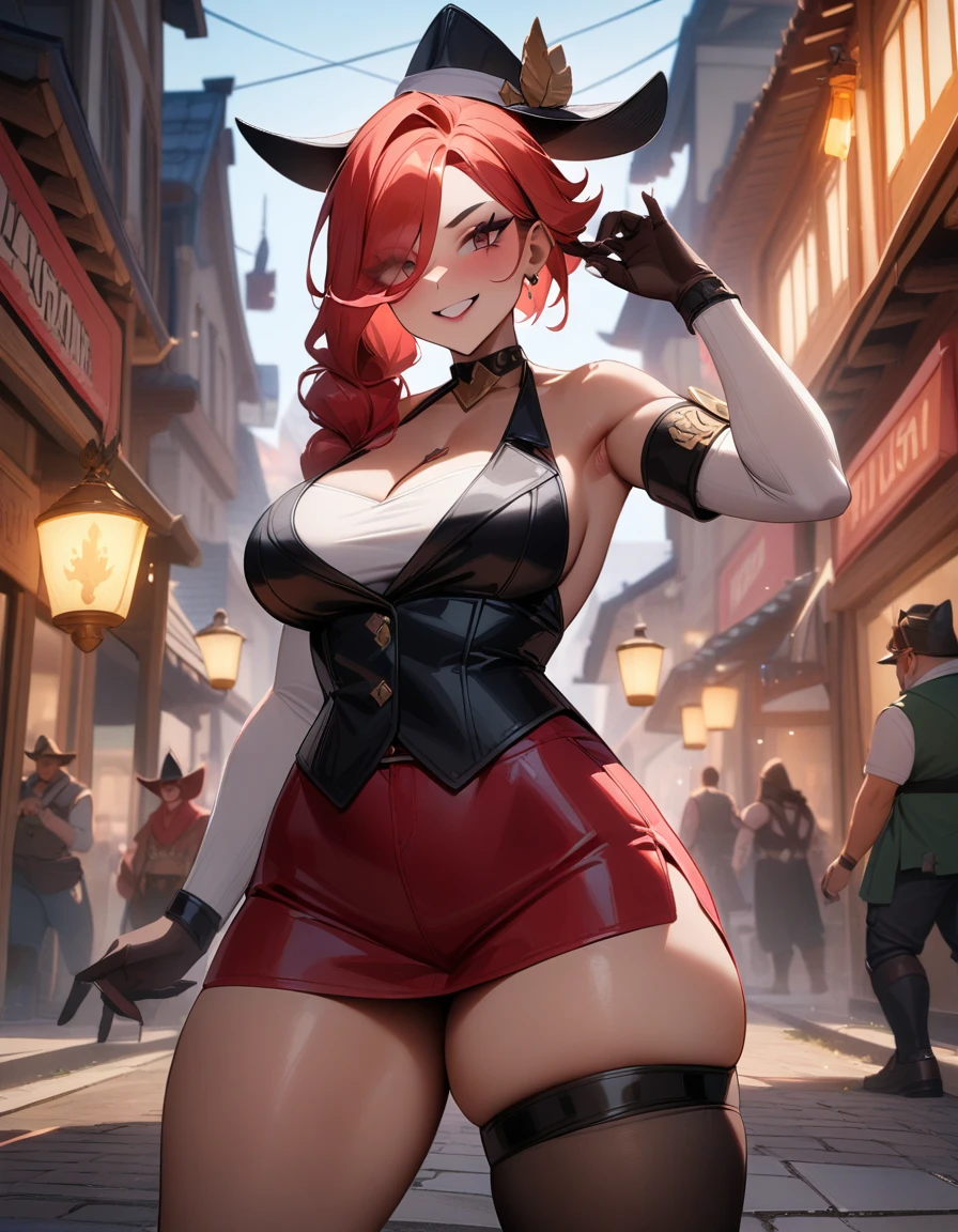 1girl, Miss Fortune,League of Legends,street,masterpiece,very aesthetic,newest,sensitive