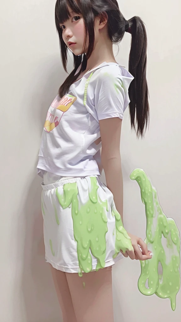 Masterpiece, hd, portrait, best quality, high res,
(1 girl:1.3), realistic, solo, wearing white t-shirt and miniskirt, day time shopping stores, streets, city
, view from side, cool cute 12yogirl,
(long lightning singleponytail blackhair),
((Japaneseidolslimface)),((coolslimeyes:1.5)),((high150cm,weight29kg,b60cm,w50cm,h65cm)),
((thinbody,slimbody,fratraspingbody,delicatebody))