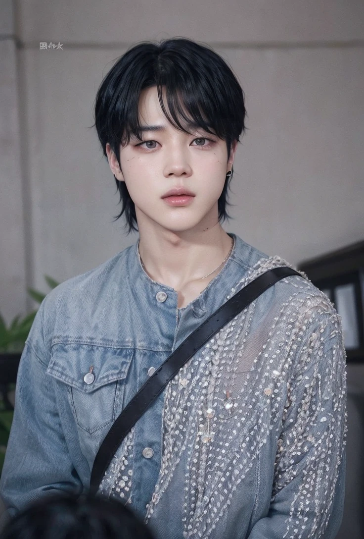 Jimin bts, parl jimin group bts. Bblack hair, peach skin and fox eyes, black dark locks, masculine face, fleshy lips 