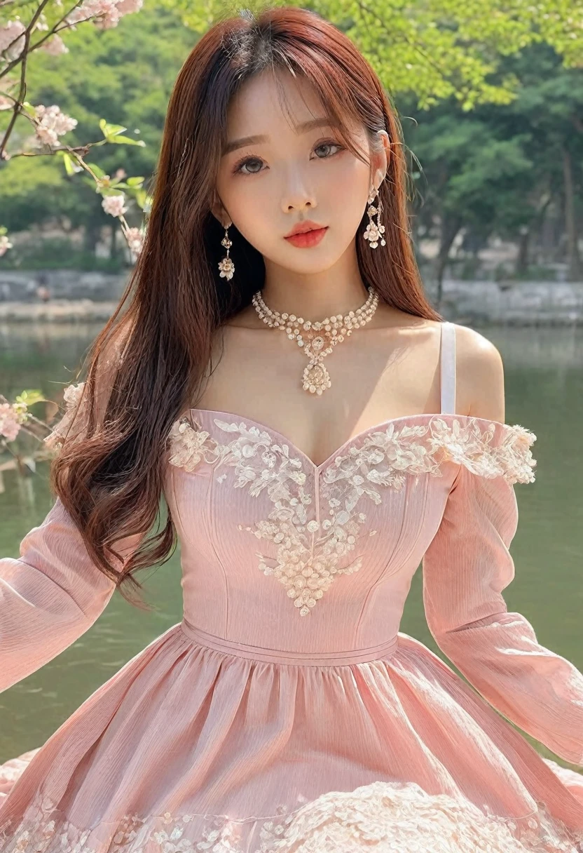 (best high quality:1.5), work of art, (8k), extremely detailed, (High details:1.4), Solo, ((HotLexi)), Korean Ulzzang girl with 24 years old, ((dress)), (((Photo of a medium body))),