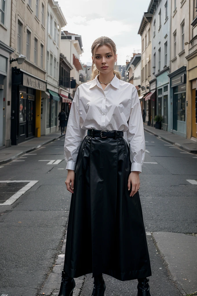 a realistic image wearing dior clothing posing on a street