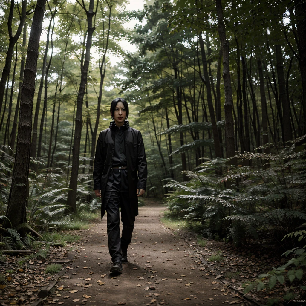 Itachi uchiha in a forest 