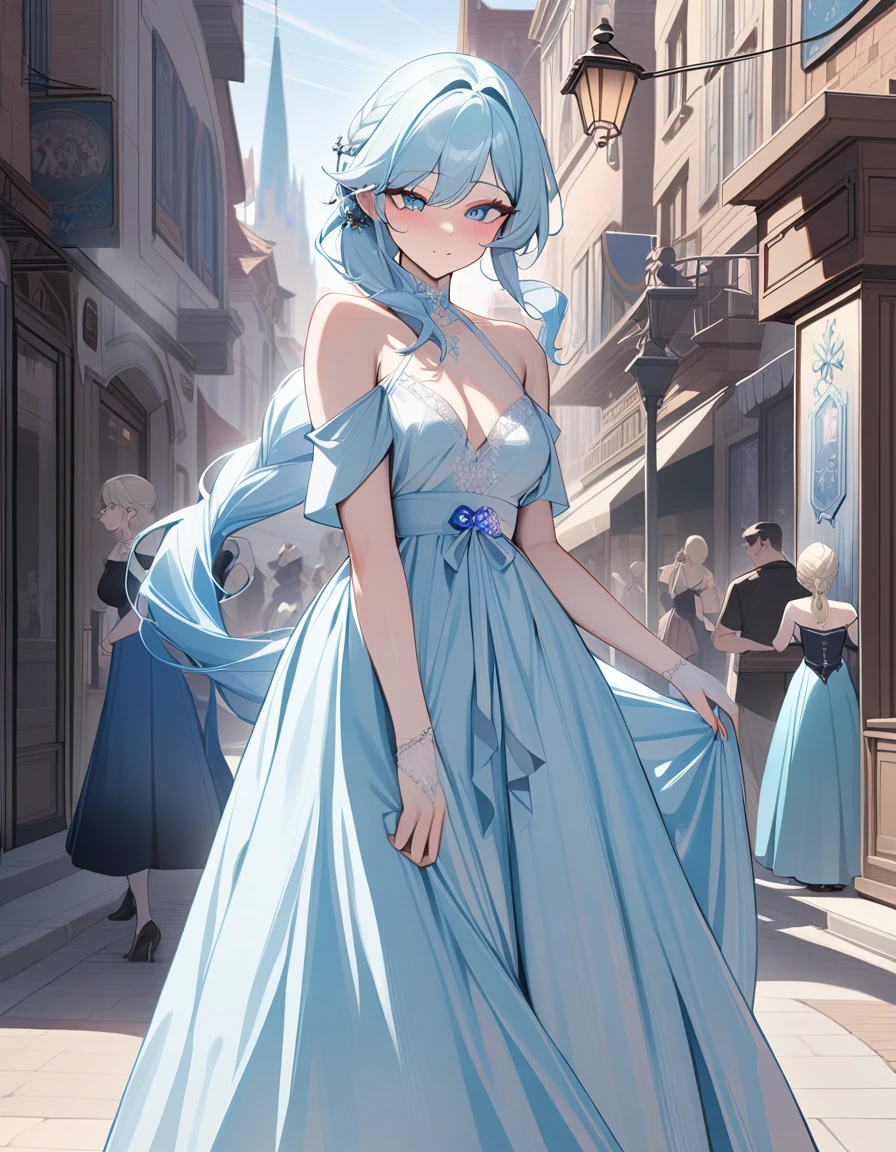 1girl, Elsa,Frozen,disney,dress,street,masterpiece,very aesthetic,newest,sensitive