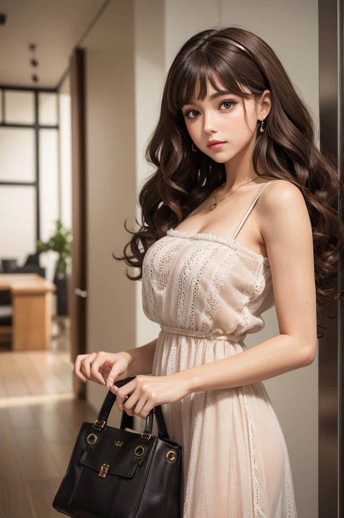 A young stylish brunette doll with curly hair
