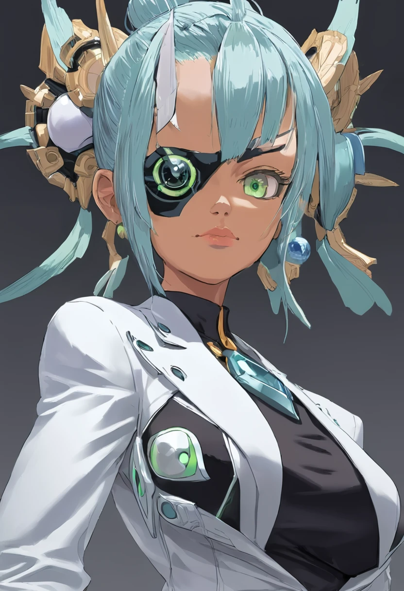 Mikumari \(Xenoblade\)masterpiece, Highest quality, ((1 person)),Blue Hair,Green Eyes,Serious expression, smile,Upper Body,Line art,Medium Hair,White blazer,black t-shirts,Big Breasts,Bun Head,Black mask, expressionless eyes,((Kubo Obito Style))
Detailed face, Face Focus, Are standing, Black Hair,(hair ornaments:1.35),office lady, Sleeves edged with ribbon, Removable sleeves, Ribbon trim, Wide sleeves, (View your viewers:1.5) Long Hair, Iris, bangs, lips,