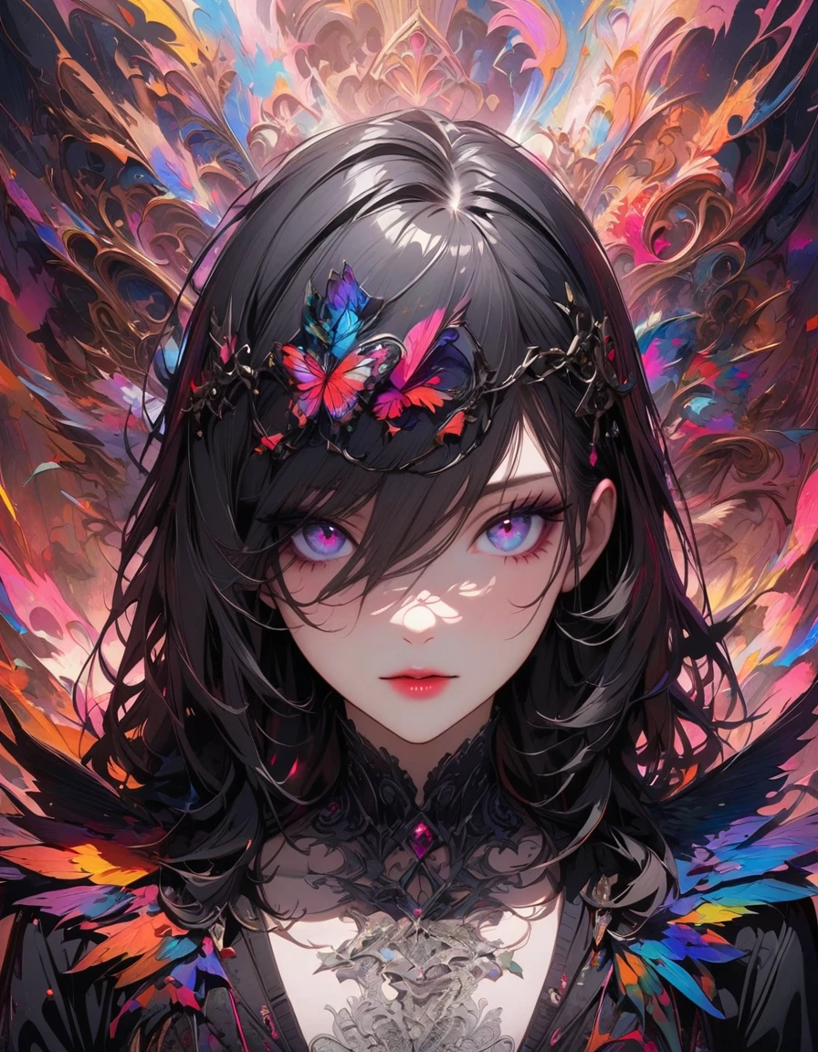 Detailed textures, high quality, high resolution, high accuracy, realism, color correction, correct lighting settings, harmonious composition. Emo goth girl in sunglasses, AddXL (black and white, intricate details, woman with intricate design, anime fantasy in 3DCGI format, necro, skin with detailed pattern, abstract fragments, expressive eyes, mixed media, 3D rendering with silver painting, symmetrical beauty, ambient occlusion, psi-trans).