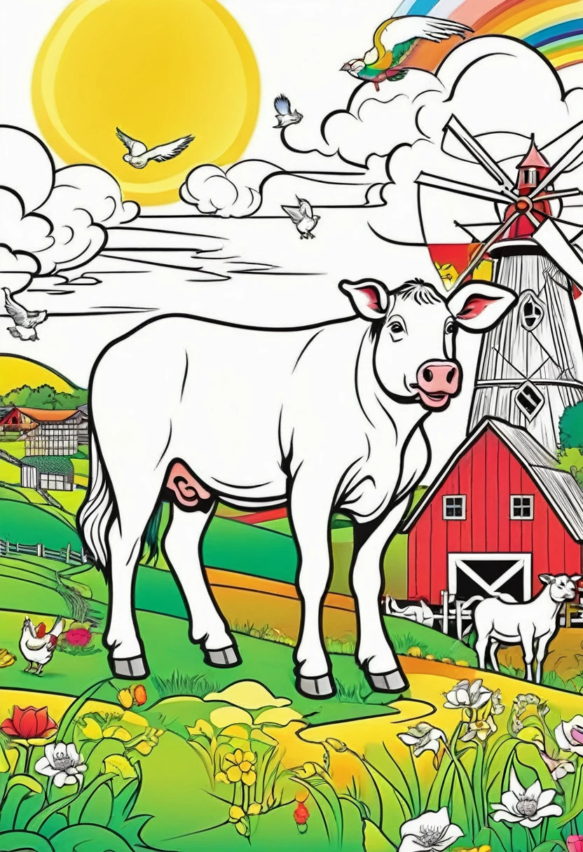 Animal farm, vivid colour, for kids coloring book