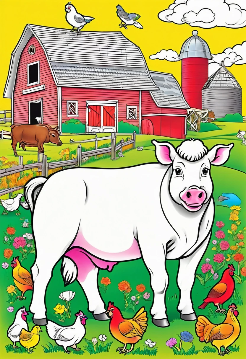 Animal farm, vivid colour, for s coloring book