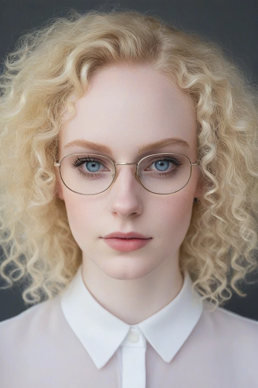 a close-up of a woman with glasses on her head and a shirt on, amaranth, better known as amaranth, blonde goddess, neckline, pale and light skin!!, young beautiful amaranth, pale skin curly blonde hair, with pale skin, soft pale white skin, pale white skin, pale gothic beauty, very pale white skin