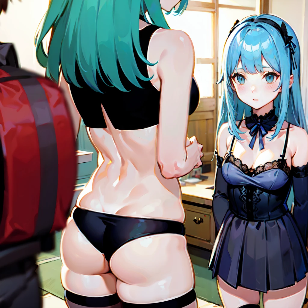 (Highest quality)pantiesをはいている女の子、3 people々is lined up、underwear、panties、臀部3 people々is lined up、pantiesをはいた女の子3 people々is lined up、ピンク色のunderwear_Black lace decoration、She's sticking her ass out here、Fullback panties、全員underwear姿、Undressing、Butt fully exposed、Big Breasts