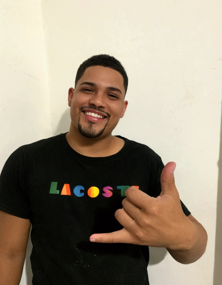 A boy with beautiful smile expensive eyes short hair with goatee 