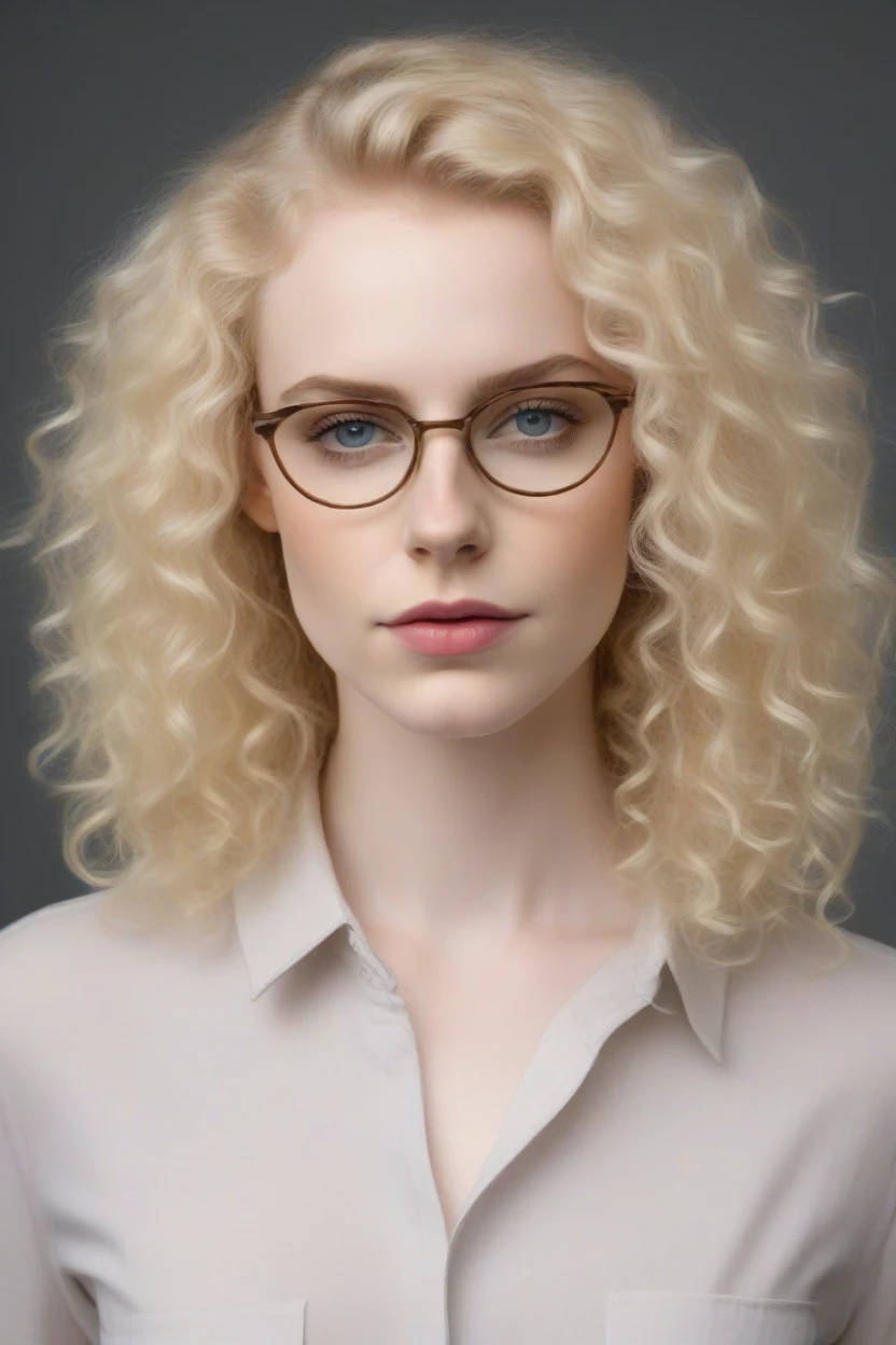 a woman with glasses on her head and a shirt on, amaranth, better known as amaranth, blonde goddess, neckline, pale and light skin!!, young beautiful amaranth, pale skin curly blonde hair, with pale skin, soft pale white skin, pale white skin, pale gothic beauty, very pale white skin