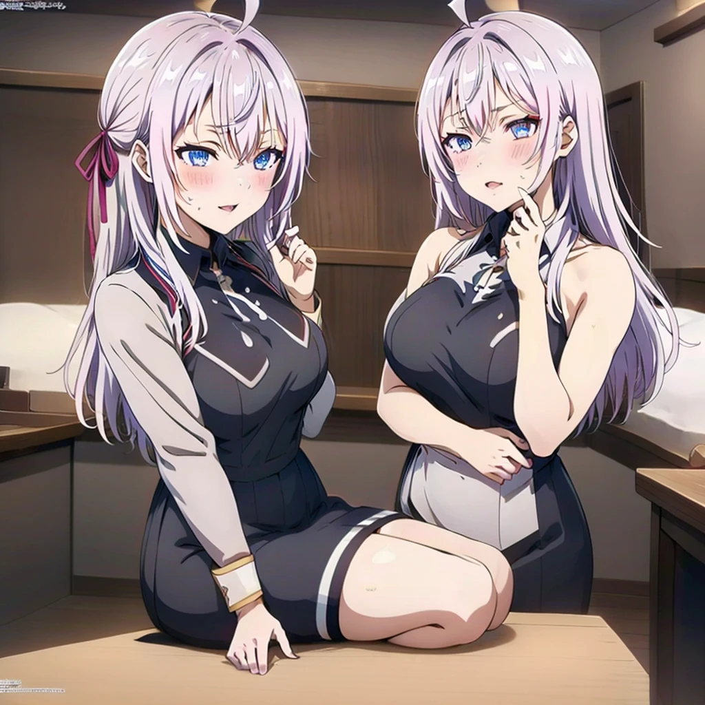 1girl, female focus,Alisa Mikhailovna Kujou,she is doing sex for the first time with futaro then Her body is covered in cum,hentai,ecchi,showing the sex, best quality, very aesthetic, absurdres,4K
