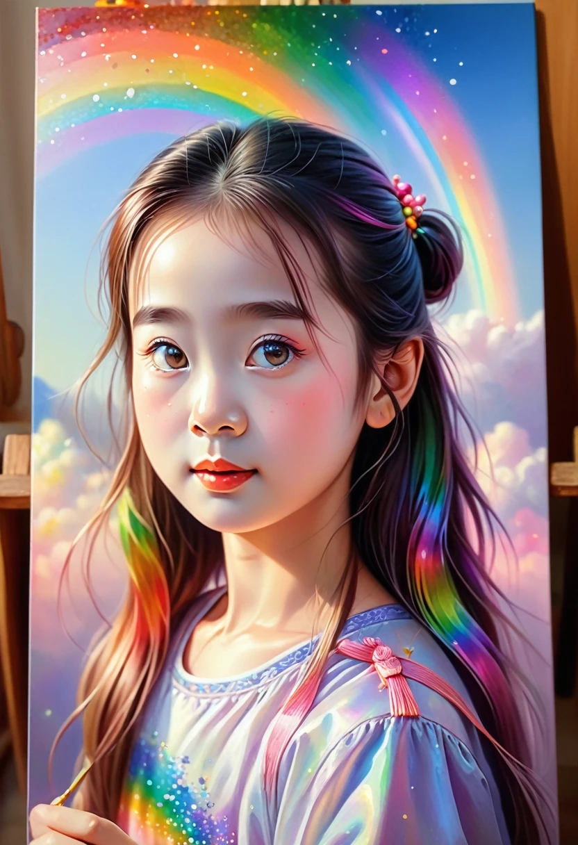 Rainbow painting, prismastic, holographic, Chromatic Aberration,
masterpiece, best quality, 1 Girl,  Chinese