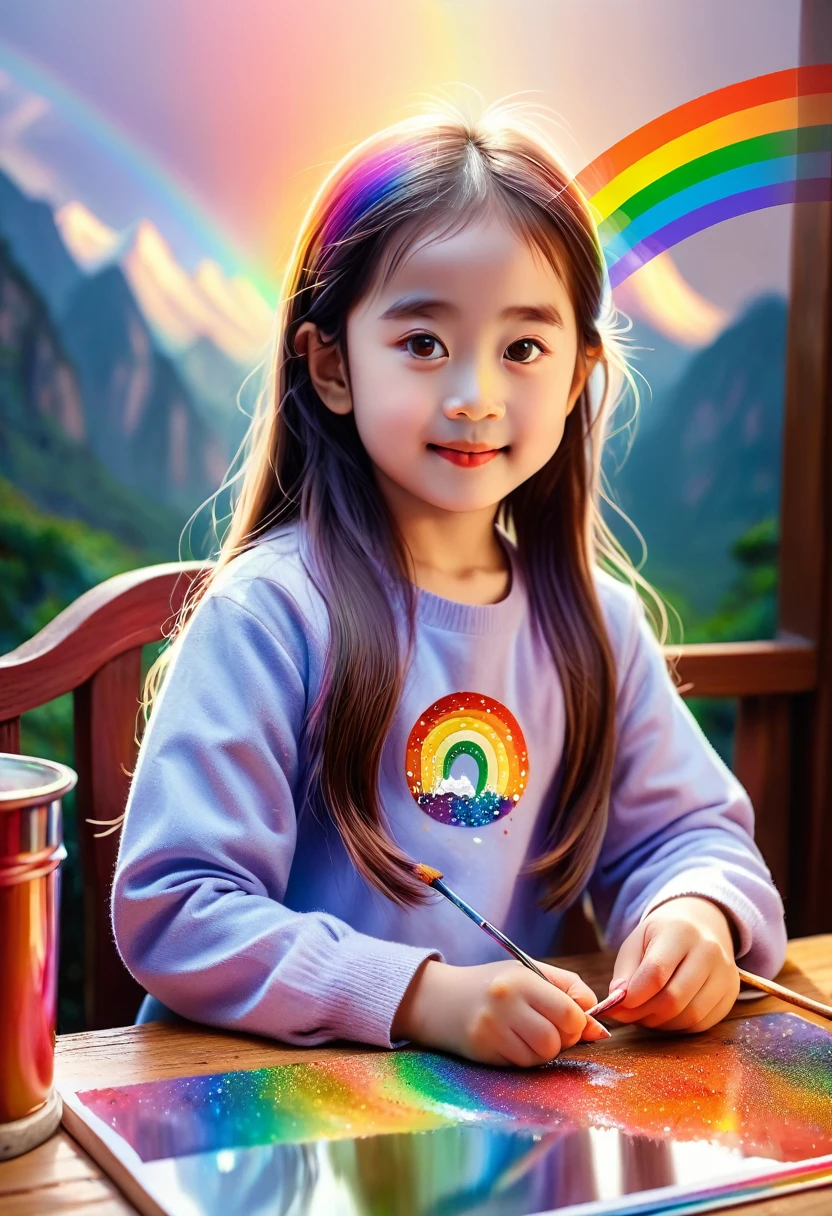 Rainbow painting, prismastic, holographic, Chromatic Aberration,
masterpiece, best quality, 1 Girl,  Chinese