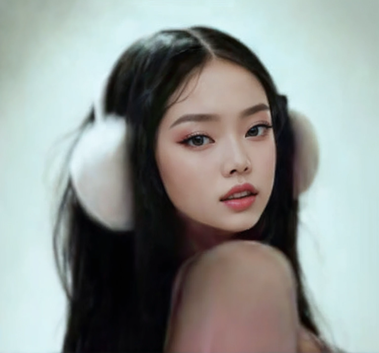 a close up of a woman with long hair wearing ear muffs, korean girl, beautiful south korean woman, asian features, blackpink jennie, korean woman, beautiful young korean woman, gongbi, gorgeous young korean woman, ig model | artgerm, chinese girl, beautiful asian girl, ilya kuvshinov with long hair, japanese model