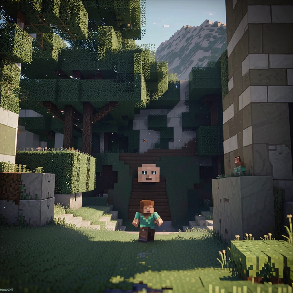 A character from Minecraft looks like a normal person from a distance, but deep down he is a very strong Minecraft player. 