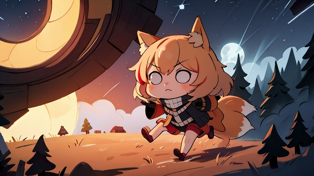 (high quality, best quality, 4k, 2k, (intricate:1.1), (high detail:1.3)), ((forest, village, night)), (official wallpaper, volumetric lighting, dynamic lighting),
1girl, solo, (fox girl, fox ears, fox tail), ((fluffy)),
celestialskin, dark celestialskin body , void cosmic body, colored skin, flat color, jet black skin, silhouette,
full body, running,