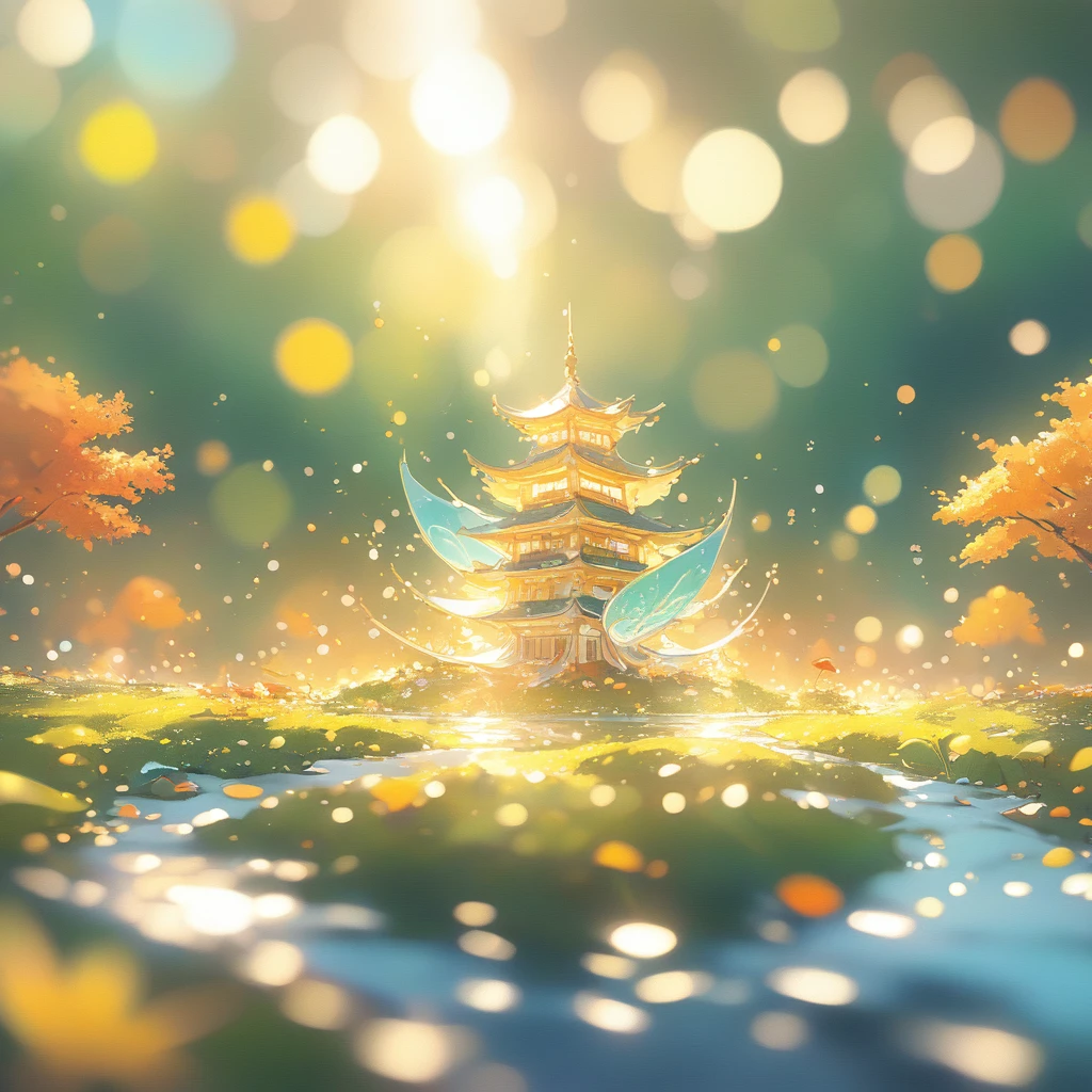 (masterpiece, Highest quality:1.2), Close-up of a cartoon castle on a green background, Cute numbers艺术, Beautiful and detailed digital art, 4K high resolution illustration wallpaper, Cute numbers, Blurred dream picture, 4K HD wallpaper illustration, Cute 3D rendering, Beautiful artistic illustration, 2D illustration, 2D illustration, Blurry dreamy illustration, Spectacular concept art. Bokeh .Ultra Wide Angle（（Highest quality））， （（Intricate details））， （（Surrealism））（8k）.autumn、autumn leaves
