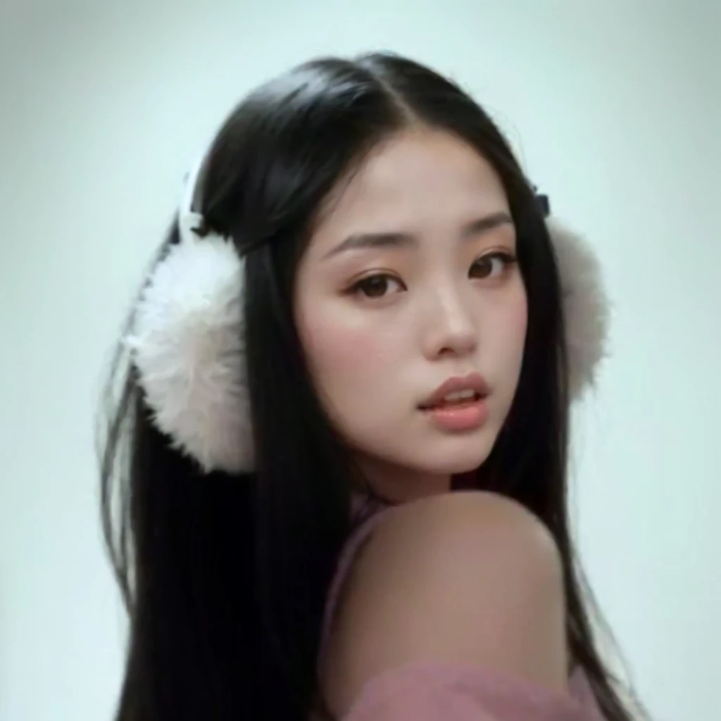 a closeup of a woman with long hair wearing earmuffs, beautiful south korean woman, asian features, korean girl, jennie pink black, ig model | artegerm, gorgeous young korean woman, korean woman, beautiful young korean woman, pale korean adorable face, Gongbi, Chinese girl, beautiful asian girl, korean idol, beautiful chinese model